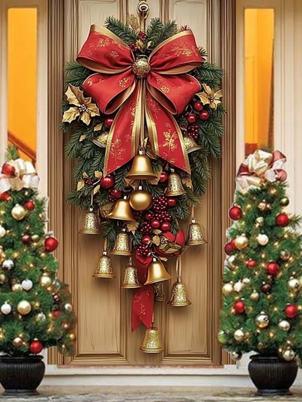 1PCS Christmas Wreaths Door Cover for Front Door,Hanging Door Decorations